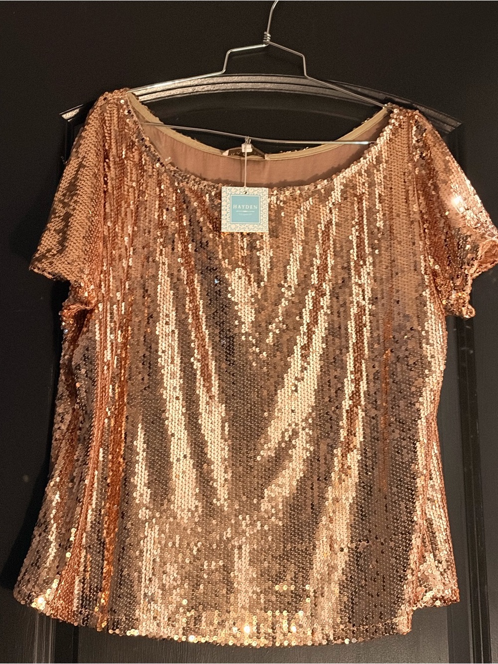 Hayden Rose Gold Sequin Short Sleeve Top